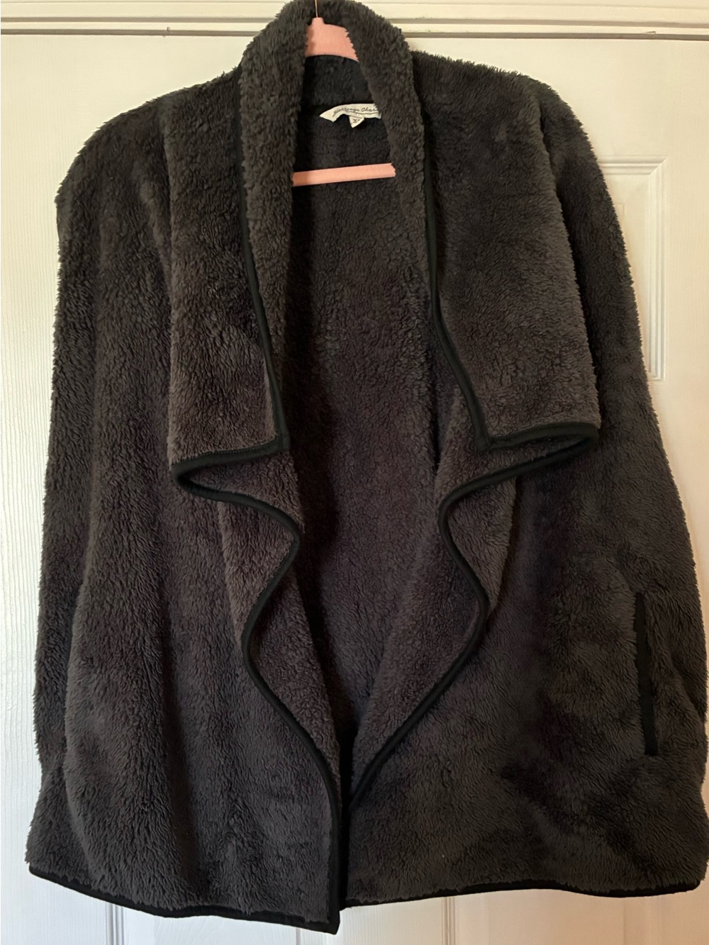 Heritage Dark Charcoal Plush Open-Front Teddy Vest